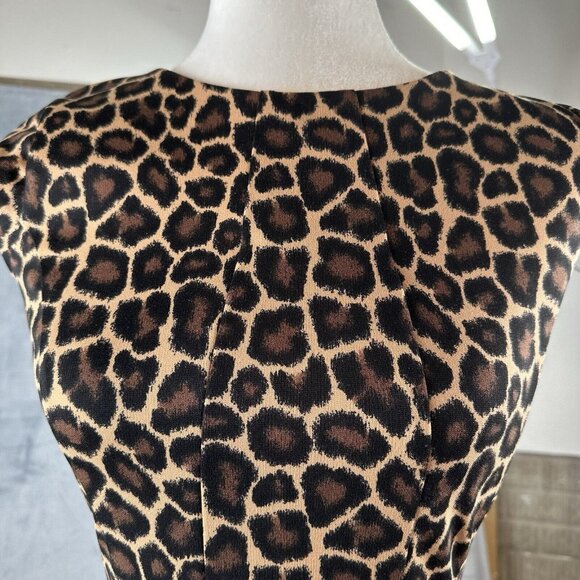 MICHAEL KORS Fit Flair Dress Women’s Sz 0 Cheetah Leopard Animal Print Jacquard - Picture 11 of 16